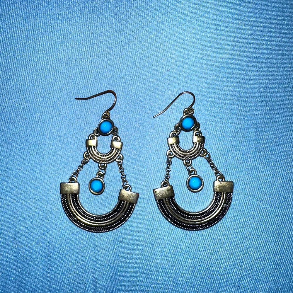 Madewell Gold and Turquoise Statement Earrings